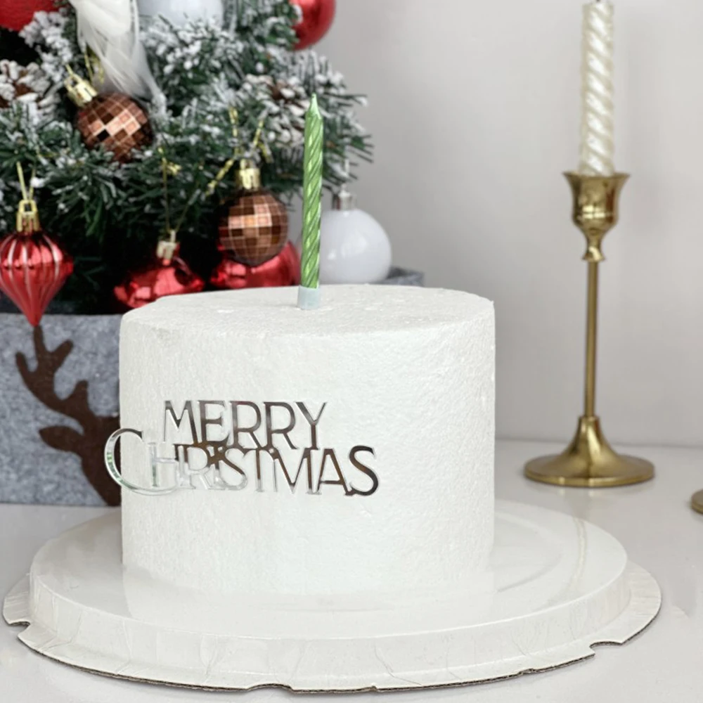 3 Stück Gold Silber Acryl Frohe Weihnachten Kuchen Dekoration für Weihnachten Neujahr Thema Party Kuchen Topper Dekorationen Lieferungen – Detail 2