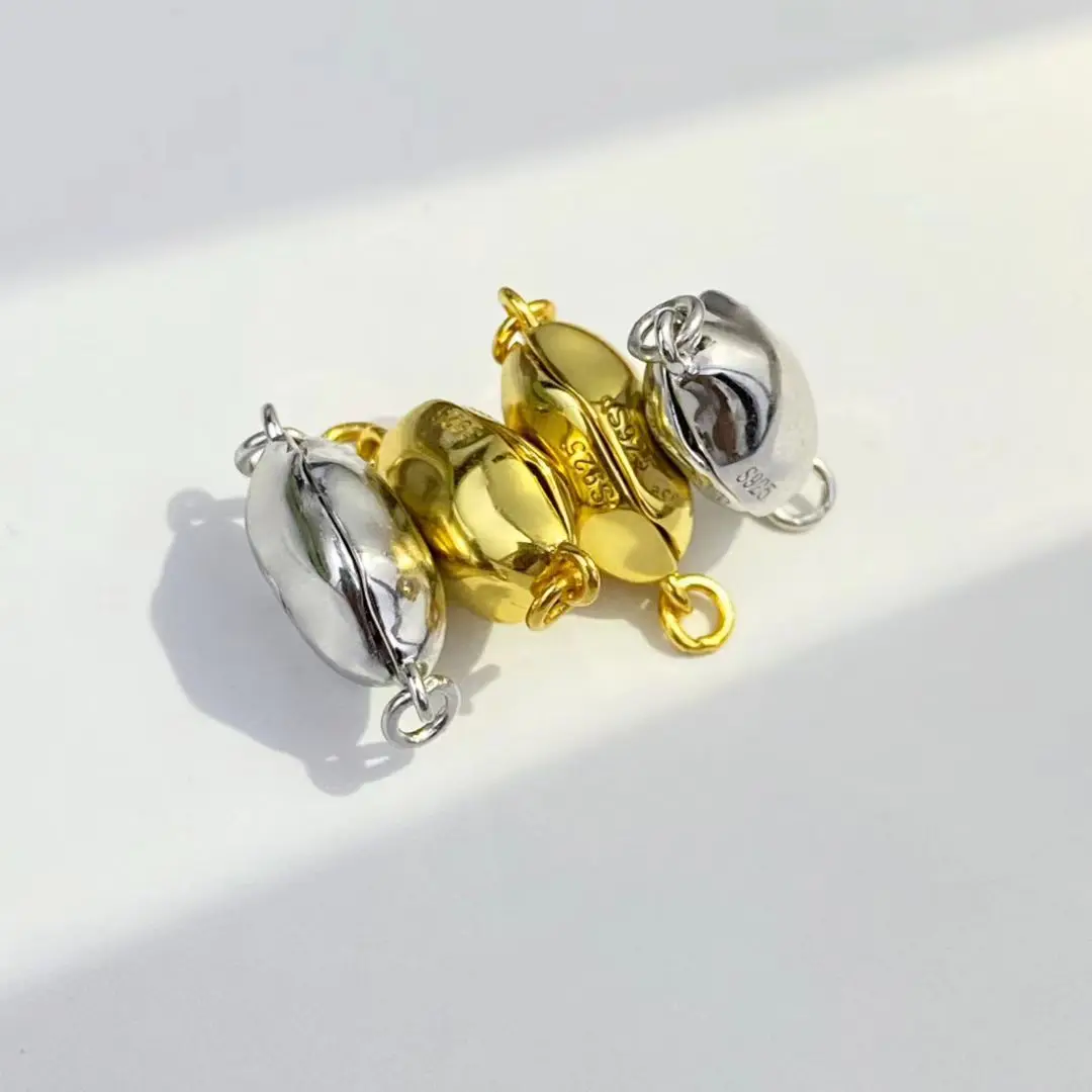Wholesale DIY Magnetic S925 Sterling Silver Pendant Necklace Bracelet Clasp Hook Accessories for 5-12mm Pearls 5pcs/lot