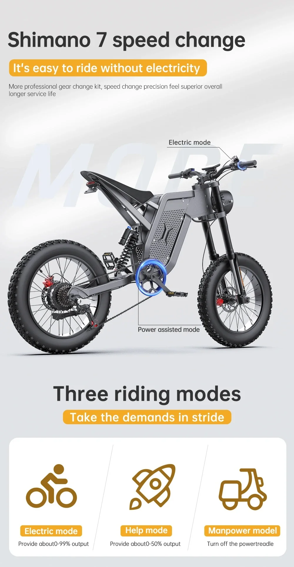 EKXBike X21 Volwassen E-bike: 2000W, 48V35AH Batterij, 55km/u, 20"*4.0 Off-road Banden, Perfect voor Sneeuw & Bergterrein