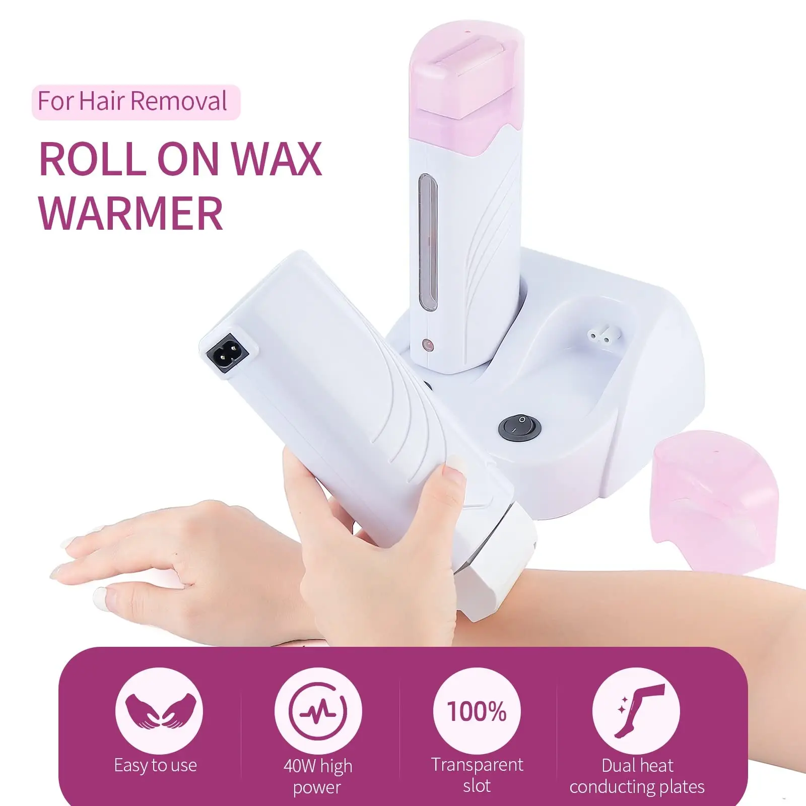 Double Seat Hair Removal Roller Wax Warmer, Hair Removal Wax Box, Women & Men's Home Hair Removal Kit