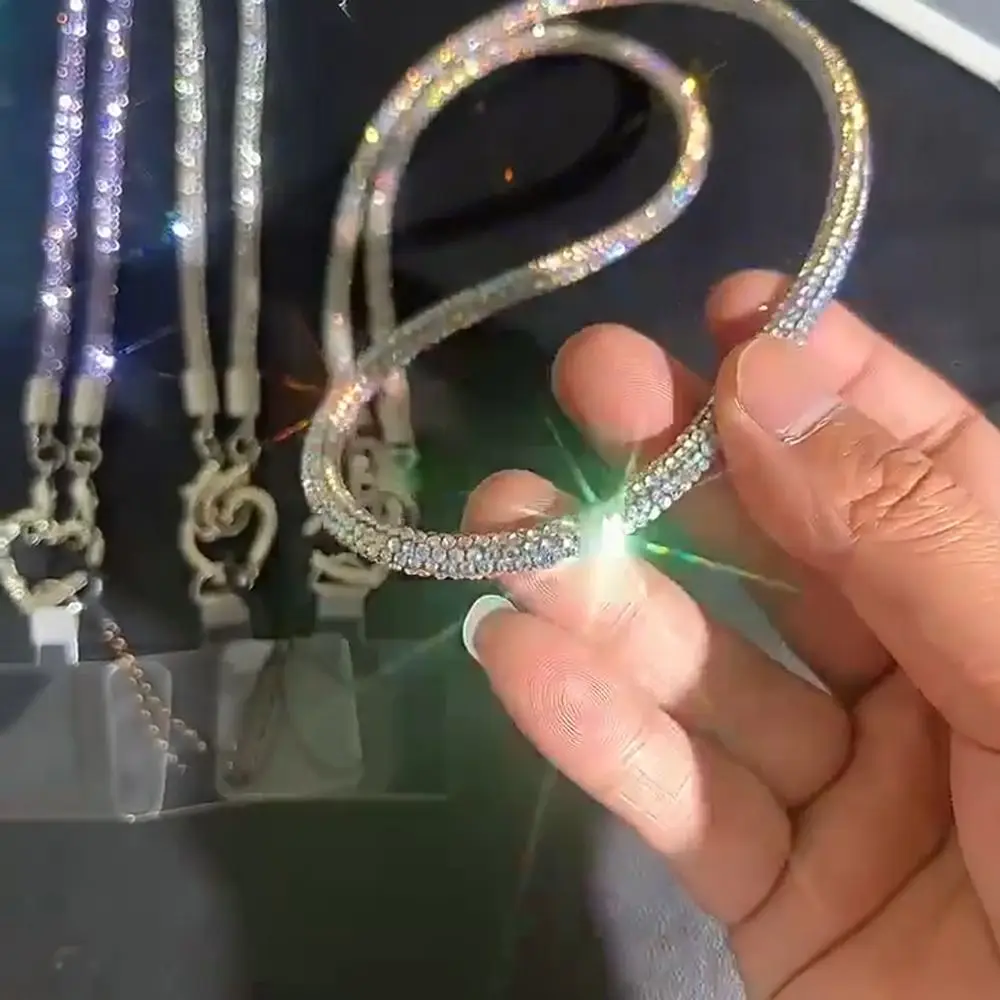 Keychain Crystal Rhinestone Phone Lanyard Bright Bling Bling Phone Case Chain Straps Hanging Cord Phone Accessories