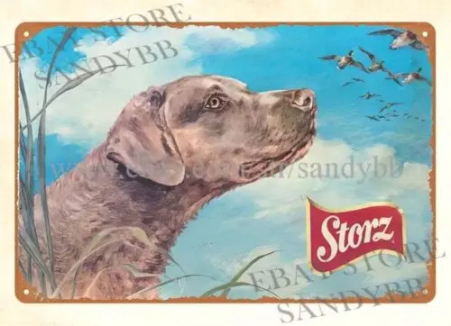 1960s STORZ BEER LABRADOR RETRIEVER DOG metal tin sign home decor