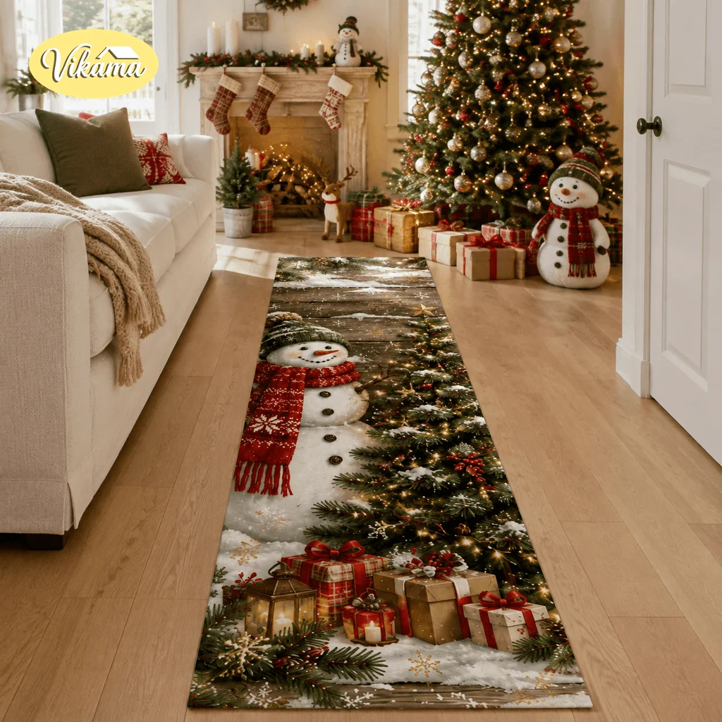 VIKAMA Flannel Sofa Lounge Corridor Running Track Carpet For Christmas Staircase Corridor Entrance Rug Easy To Clean Home Decor