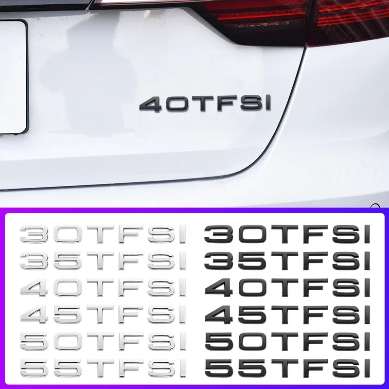 Chrome ABS 30TFSI 35TFSI 40TFSI 45TFSI 50TFSI 55 TFSI Emblem Sticker Rear Trunk Badge Decal for Audi A3 A4 A5 A6 A7 A8 Q3 Q5 Q7