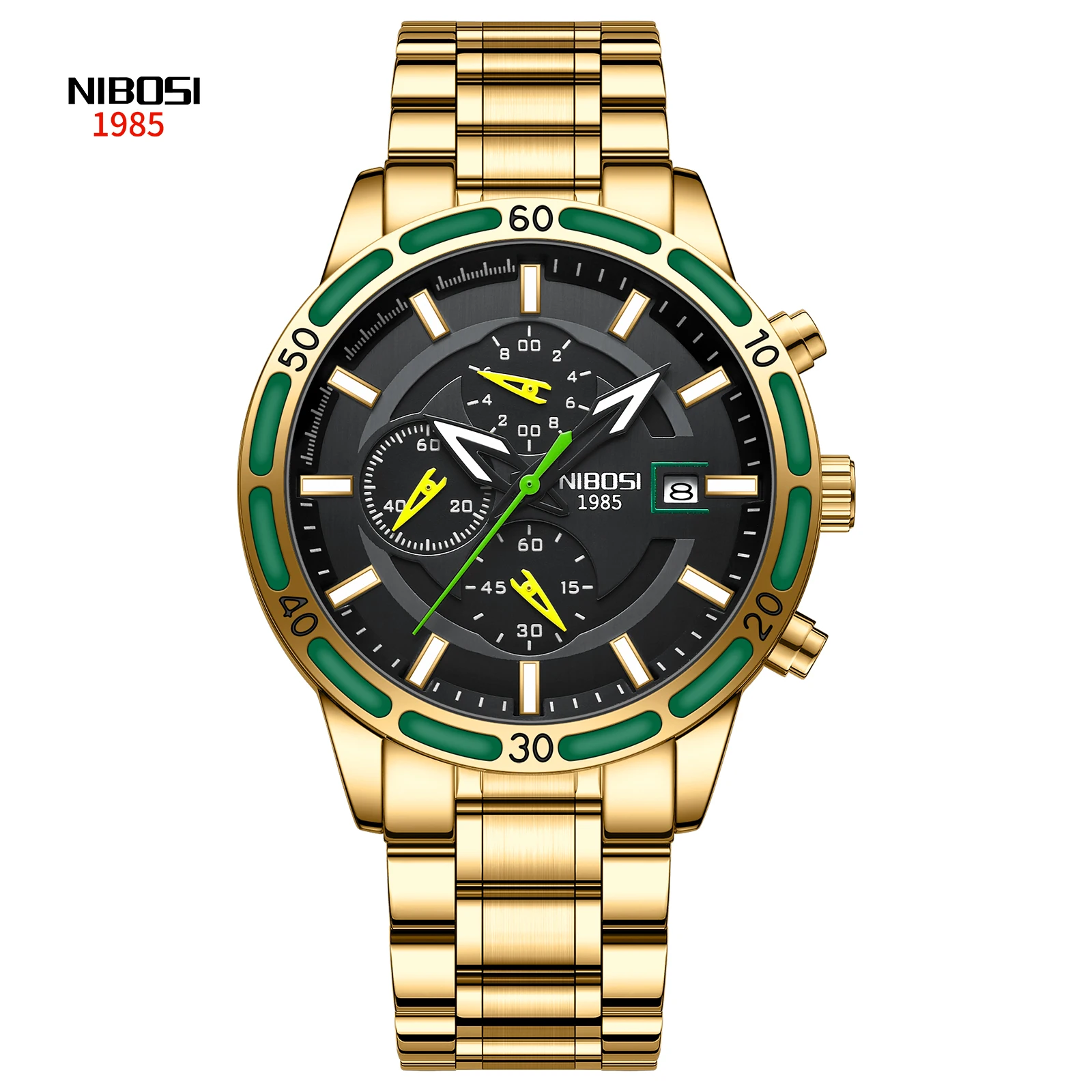 

Multi-Dial Men Quartz Watch Fashion Gold Waterproof Watch Calender Luminous Shock Resistant Watch Man Gift Stainless Steel Strap