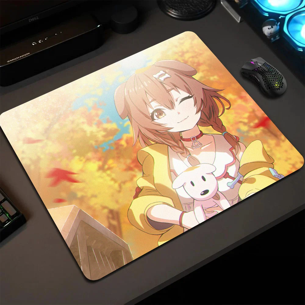 Inugami Korone Youtuber Hololive Girl Anime Mousepad Small LockEdge Mouse Pad For Gamers Computer Desk Pad Anti-slip Rubber