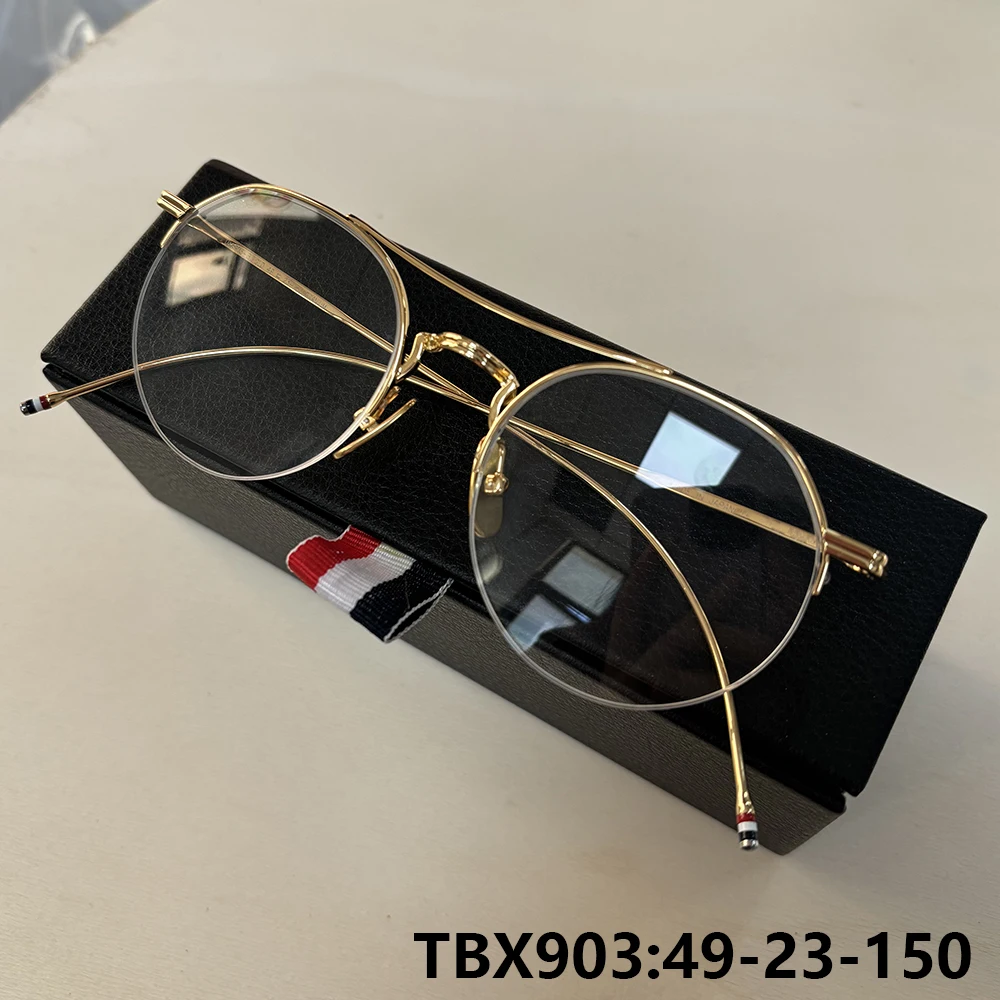 

New York Fashion Pilot Men Glasses Frame TBX903 Titanium Ultralight Top Quality Women Double Beam Eyeglasses Half Rim Spectacles