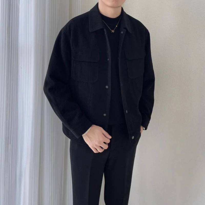 

Модная мужская вельветовая куртка большого размера, весенне-осенняя рабочая одежда, короткая куртка с воротником и стильным дизайном