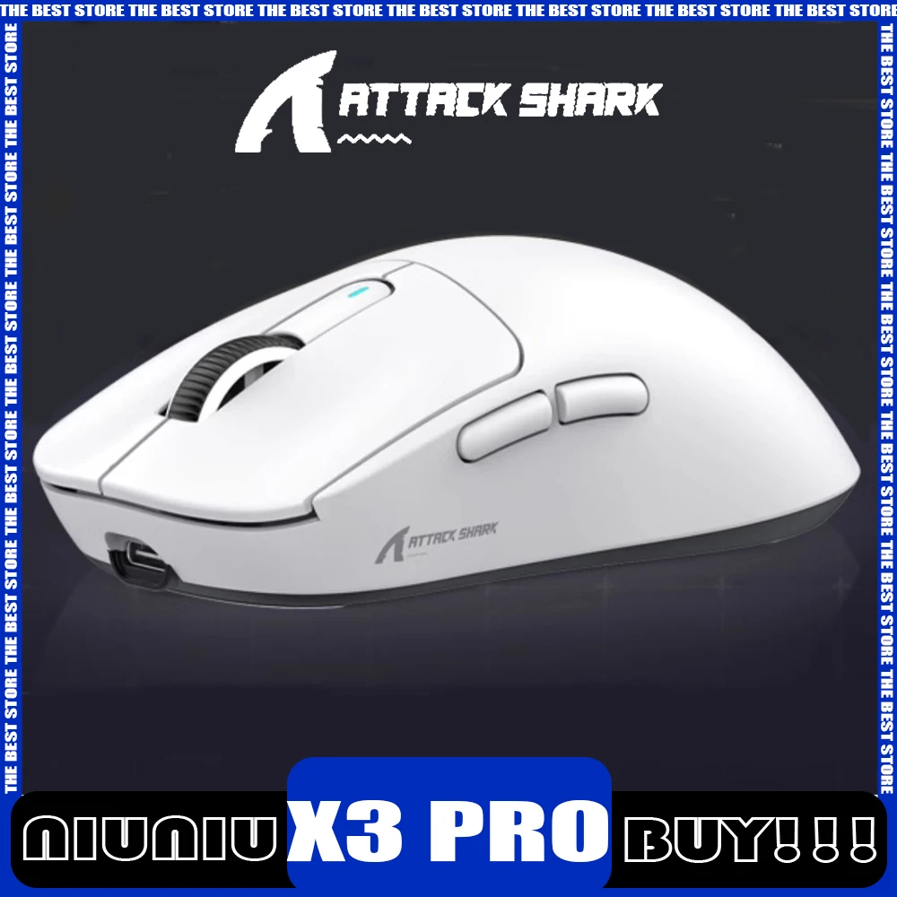 

Беспроводная мышь Attack Shark X3 Pro 4k Reciver Tri Mode Paw3395 Игровая мышь с длительным сроком службы батареи Мыши для киберспорта ПК Аксессуары для геймеров