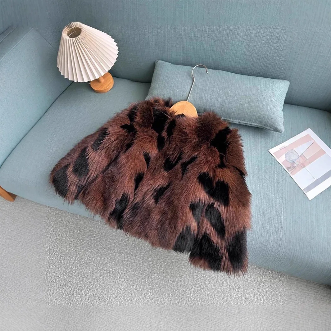 New color matching imported imitation fox fur coat girls fur coat children's cotton-padded clothes