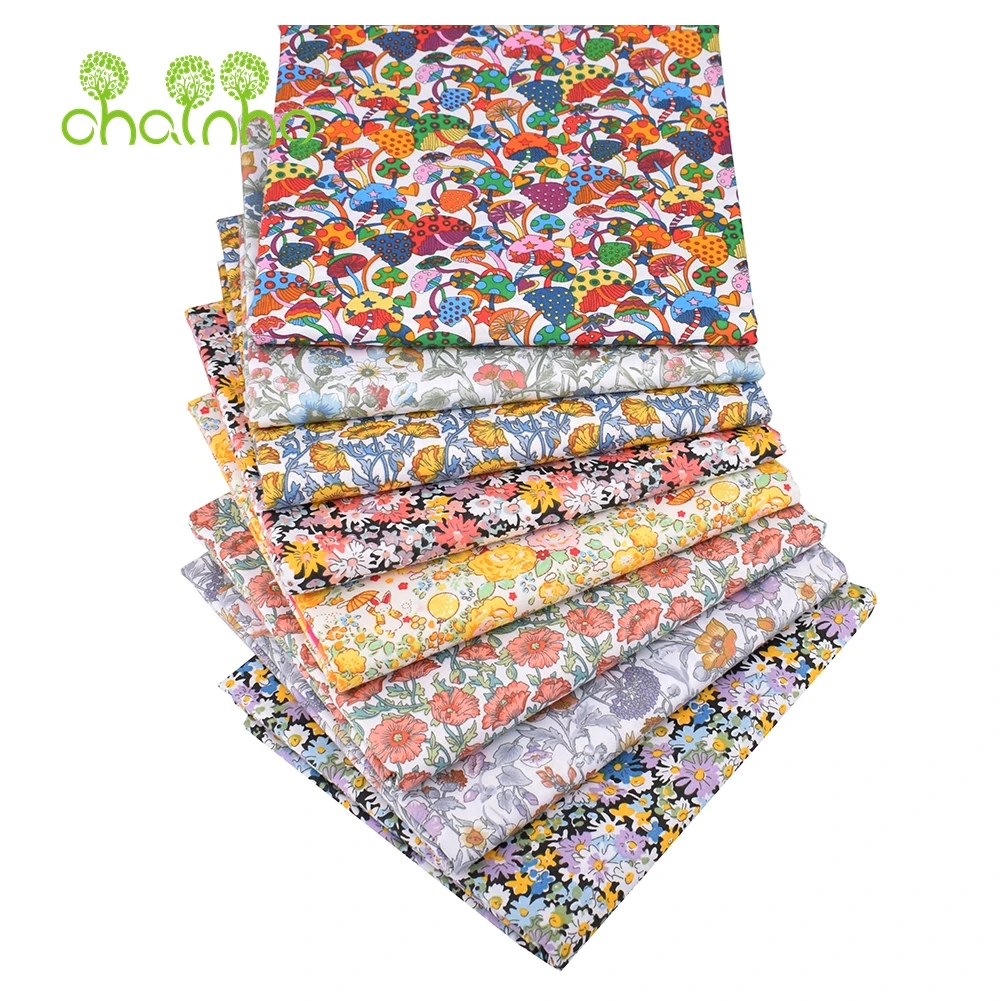 

Chainho,Printed Twill Weave Cotton Fabric,Patchwork Cloth,DIY Sewing Quilting Material,Flower Series,2 Specification,15C227