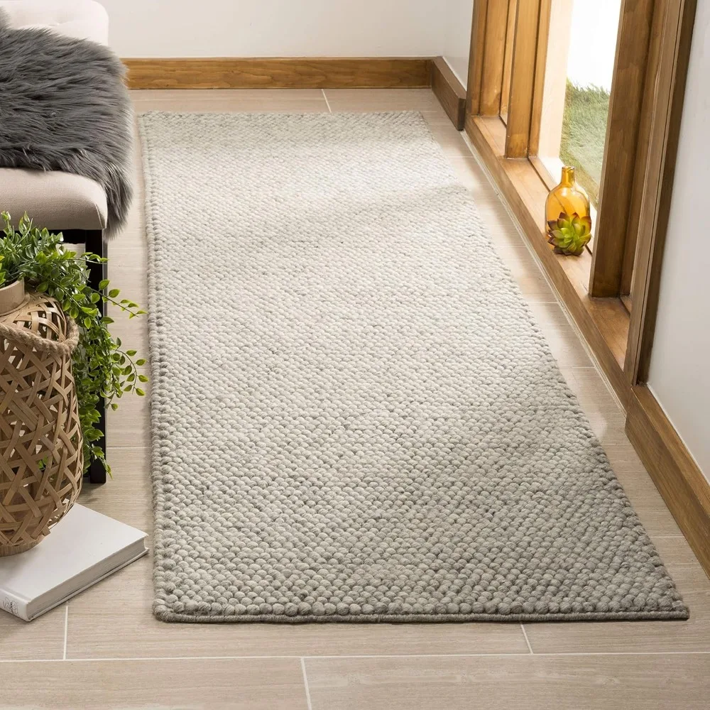 Area carpet - 6' x 9', beige, handmade wool, suitable for high traffic areas such as living rooms, bedrooms, etc