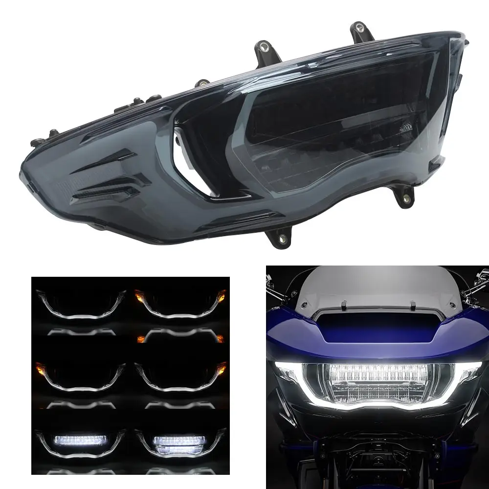 

Передняя фара для мотоцикла, блок фары с ближним/дальним светом, подходит для Harley Touring Road Glide 2023-2026