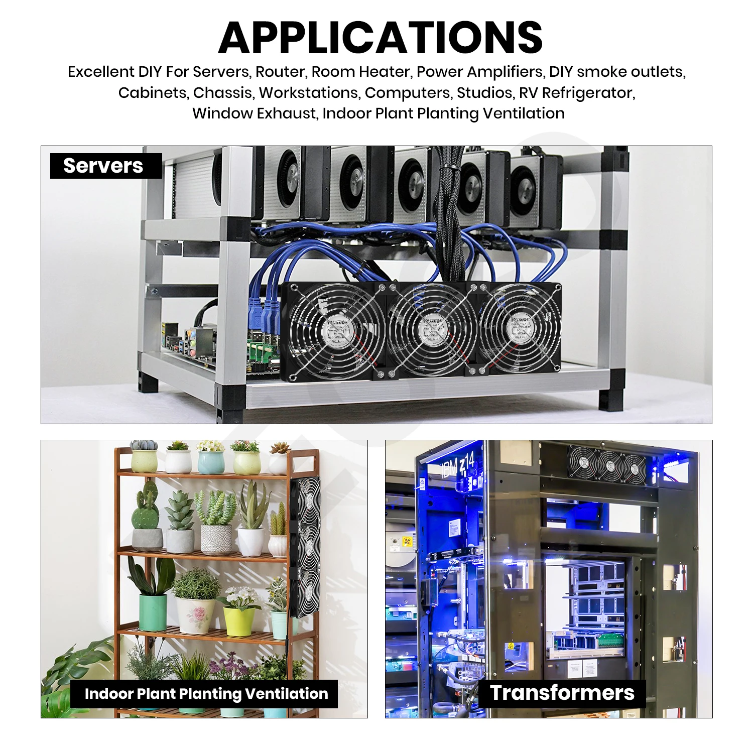 12cm High Speed DC 12V 220V Btc Mining Machine Chassis Workstation Cabinet Radiator 120MM Violent Server Cooling Fan