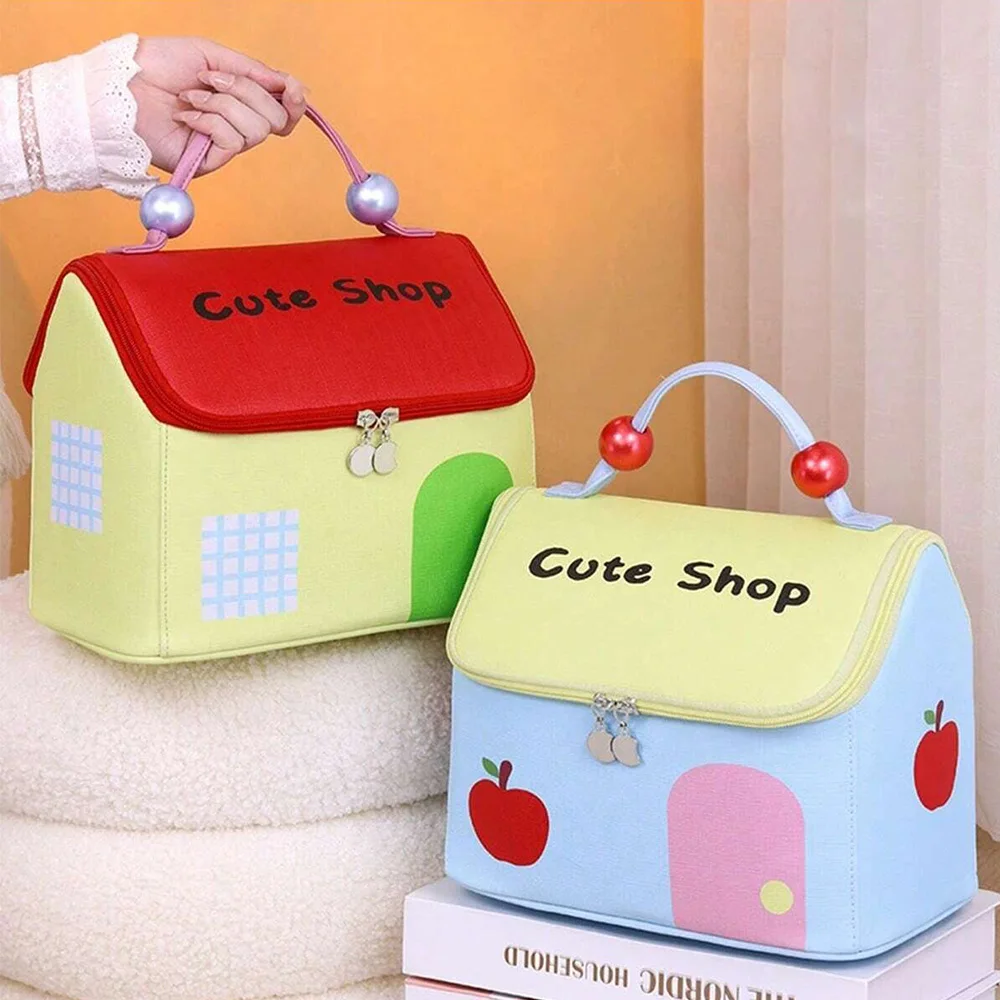 adoravel-bolsa-de-maquiagem-em-formato-de-casa-com-multiplos-compartimentos-estojo-organizador-de-cosmeticos-a-prova-d'Agua