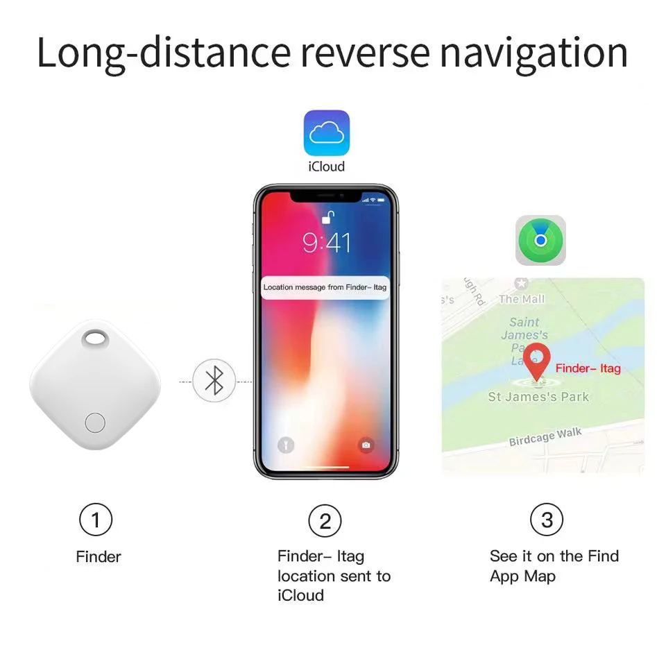 For IOS Find My App Mini GPS Tracker Bluetooth-compatible Itag Global Positioning Finder Anti-lost Key Locator Smart iTag Wallet