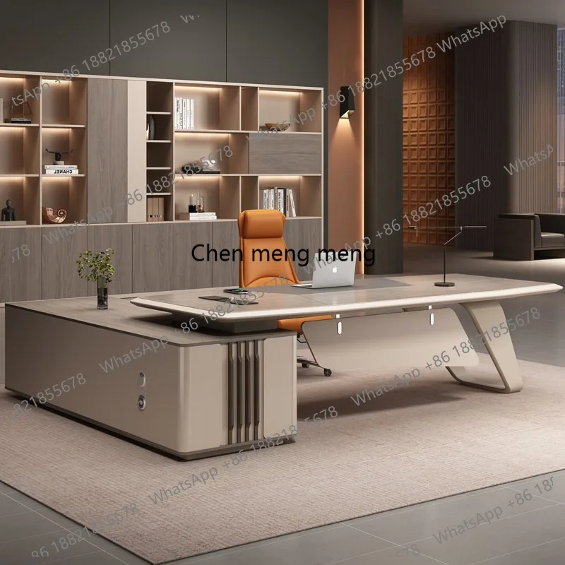 

Light luxury boss desk and chair combination large shift desk supervisor manager office desk simple and modern