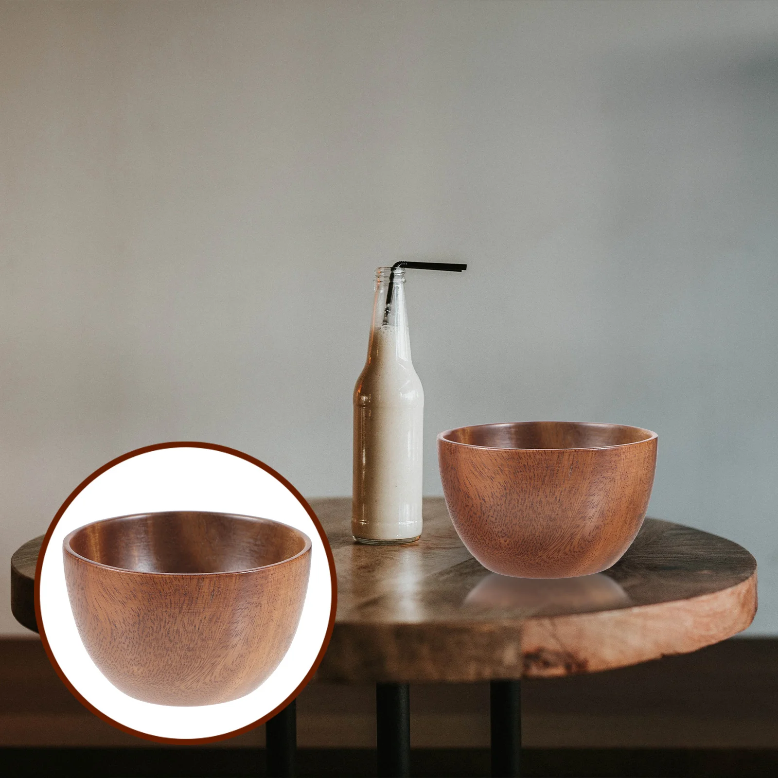 

Wooden Fruit Bowl with Rounded Mouth Thick Bottom Natural Wood Serving Bowl for Kitchen Dining Wooden Fruit Bowls