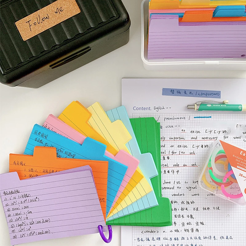 Plastic Binder Index Cards Dividers, Book Separators Set, Suporte Sticky Notes, Home Office, Note Card Divisores, Estudar Cartões