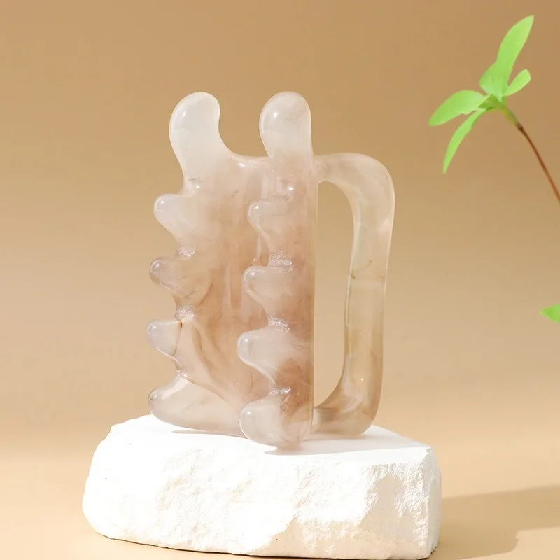 1 pièce Peigne de massage en résine à double action, Dispositif Gua Sha pour le dos et la taille, Bâton Gua Sha pour les épaules et le cou, Bâton de drainage des méridiens, Outil de massage