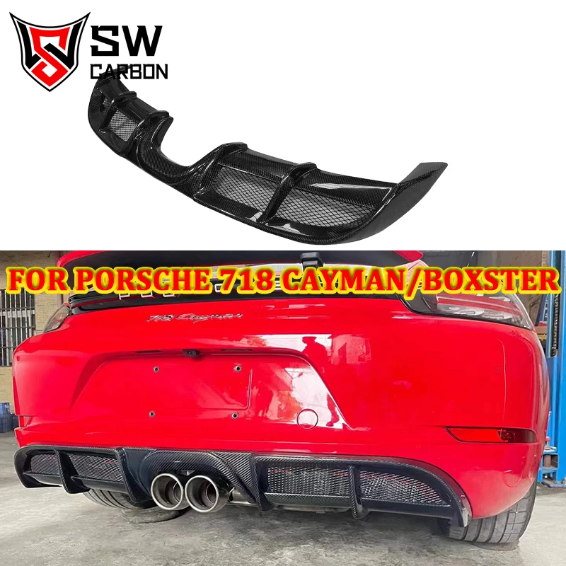 Carbon Fiber Rear Diffuser for Porsche 718 Boxster Cayman Rear Bumper Lip Lower Spoiler Splitter Chin Body Kit