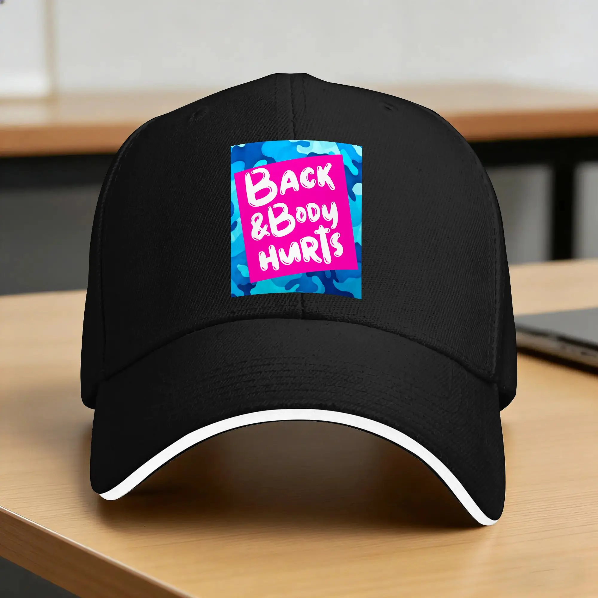 Summer Back Body Hurts Blue Camouflage Funny Meme Parody Yoga Gym Baseball Cap  Running Hippie Trucker Hat Men Sun Snapback Cap