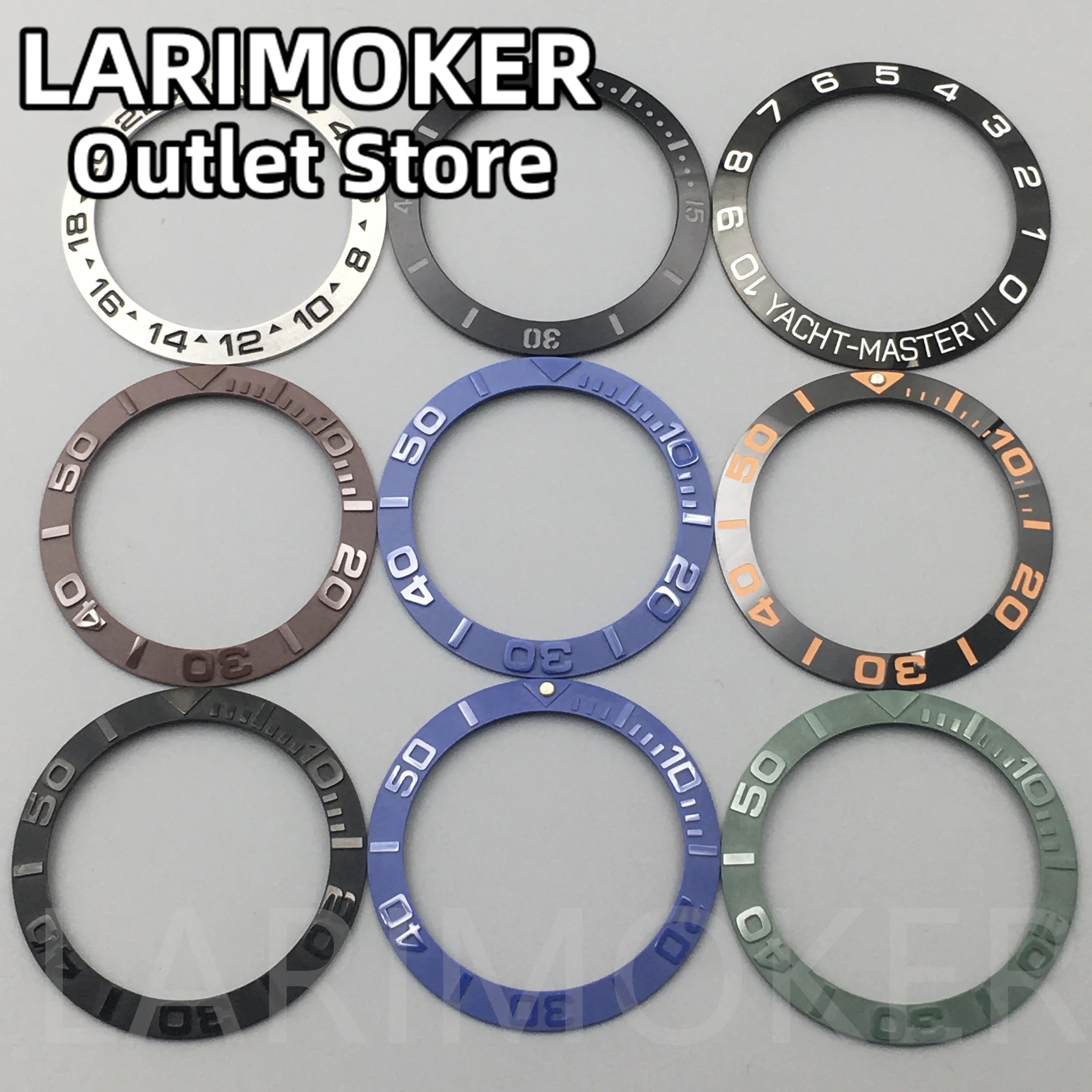 

LARIMOKER 39.7mm*32.4mm Ceramics Diameter Watch Bezel Sliver Green Black Blue Brown Insert Watches Accessories Parts