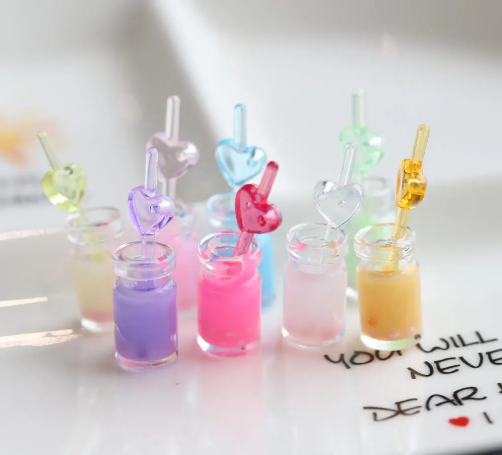 50pcs Luminous Straw Cup Drink Cup Pearl Mil Tea Cabochon Imitation Art Supply Decoration Charm Crafts Key Chain Pendant Earring