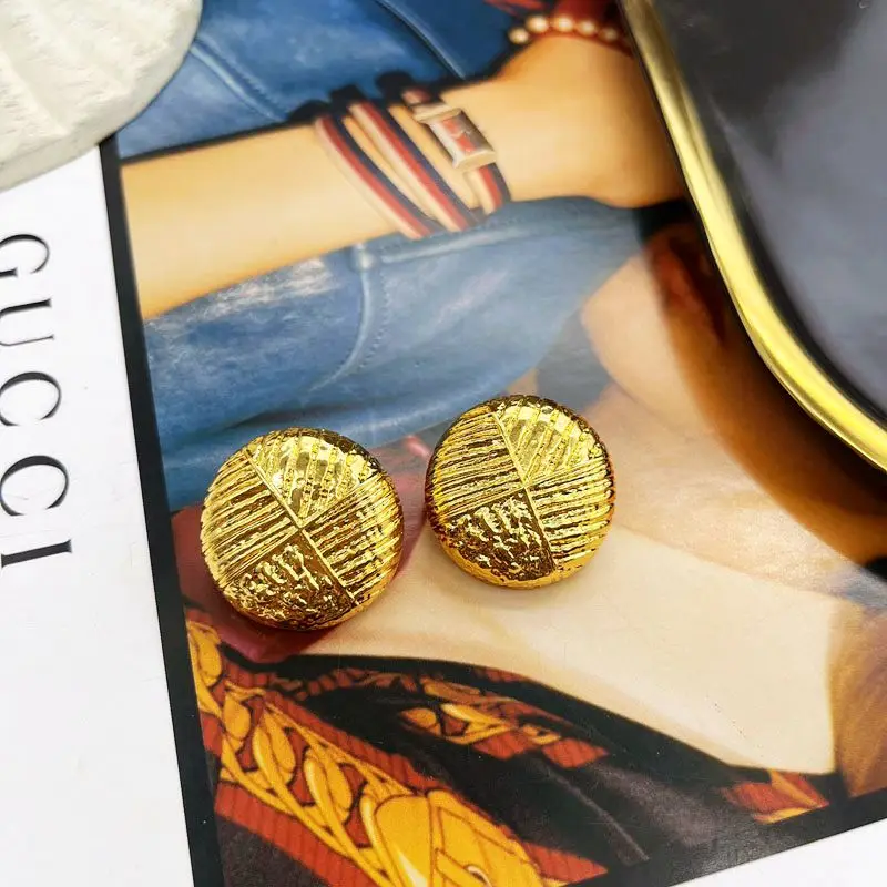 Round Earrings Textured Metal Alloy Vintage Antique Jewelry