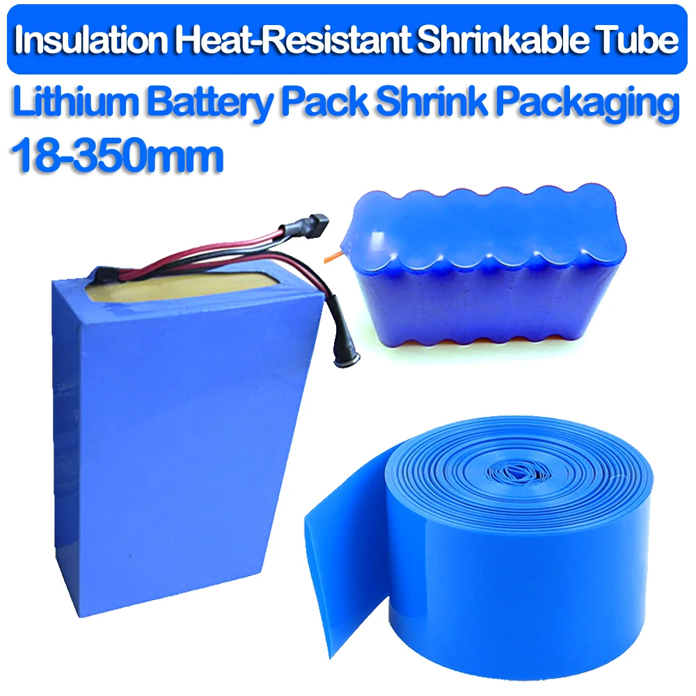 PVC Heat Shrink Tube 2m  Cable Bushing Thermoresistant Tube For 18650 26650 Lithium Battery Pack Shrink Wrapping Size 18-350mm