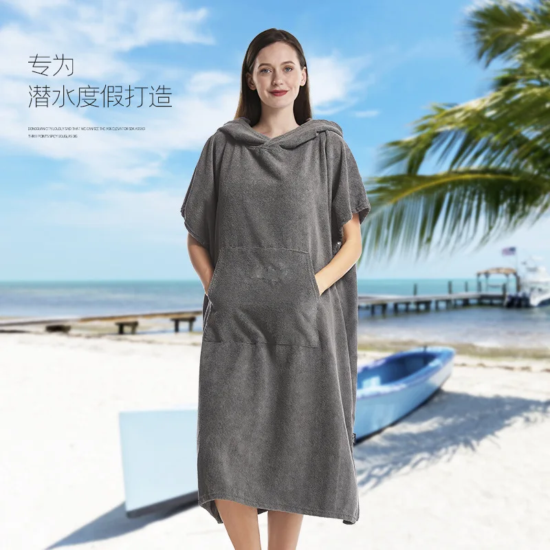 Microfiber quick-drying Cloak Looped Cloak Hooded Towel Swimming Surfing Diving Windproof Warmth