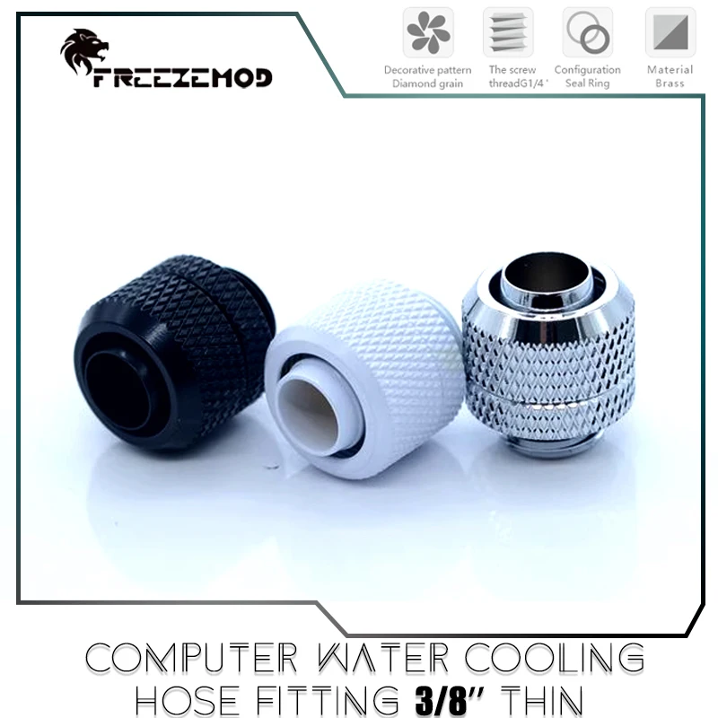 

FREEZEMOD PC Water Cooling Hose Fitting 3/8''Thin For 10X13mm Soft Tube Quick-Connected Connecting,Black Silver White HRGKN-B38