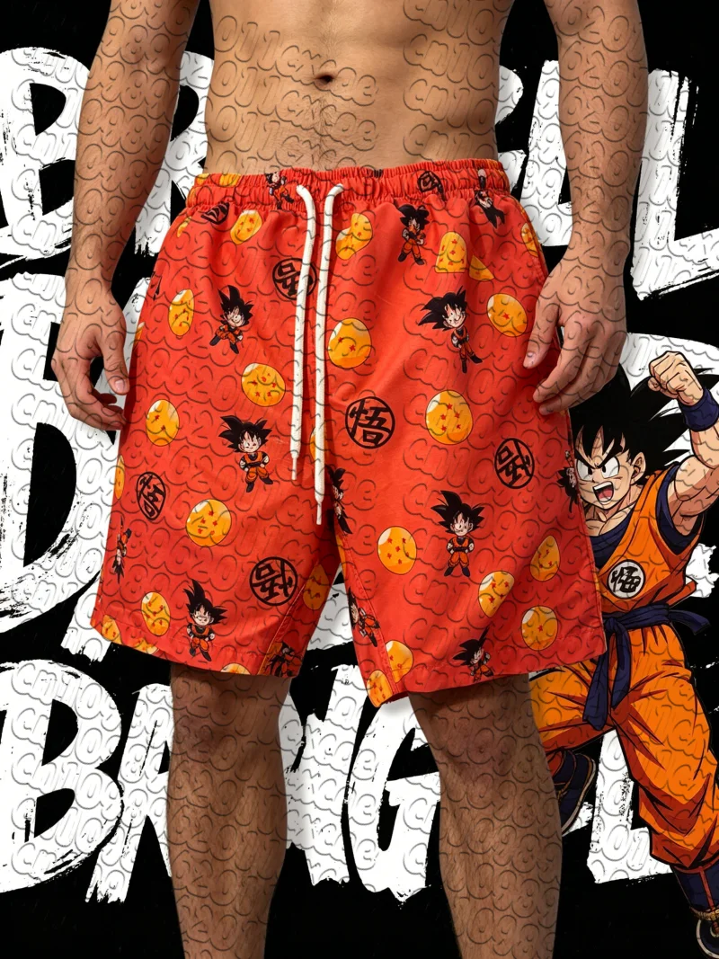 Pantalones Cortos Deportivos de Secado Rápido con Estampado 3D de Dragon Ball Retro Q Goku, Pantalones Cortos de Playa Unisex de Anime, Oferta de Verano