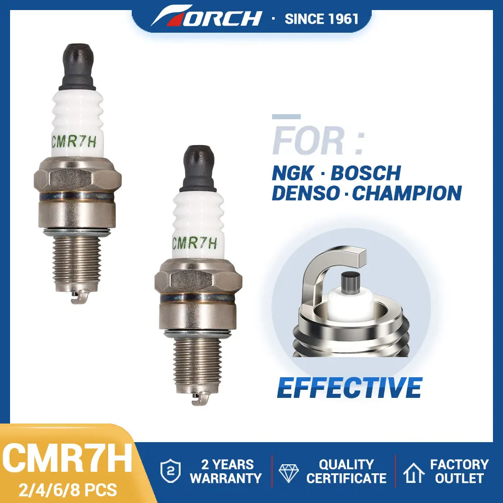 2-8PCS Solid Nut Spark Plugs Torch CMR7H Replace for Candle 3066/CMR7H Brisk TR14C TR14S Autolite 4194 Champion 965/RZ7C RZ7CT10