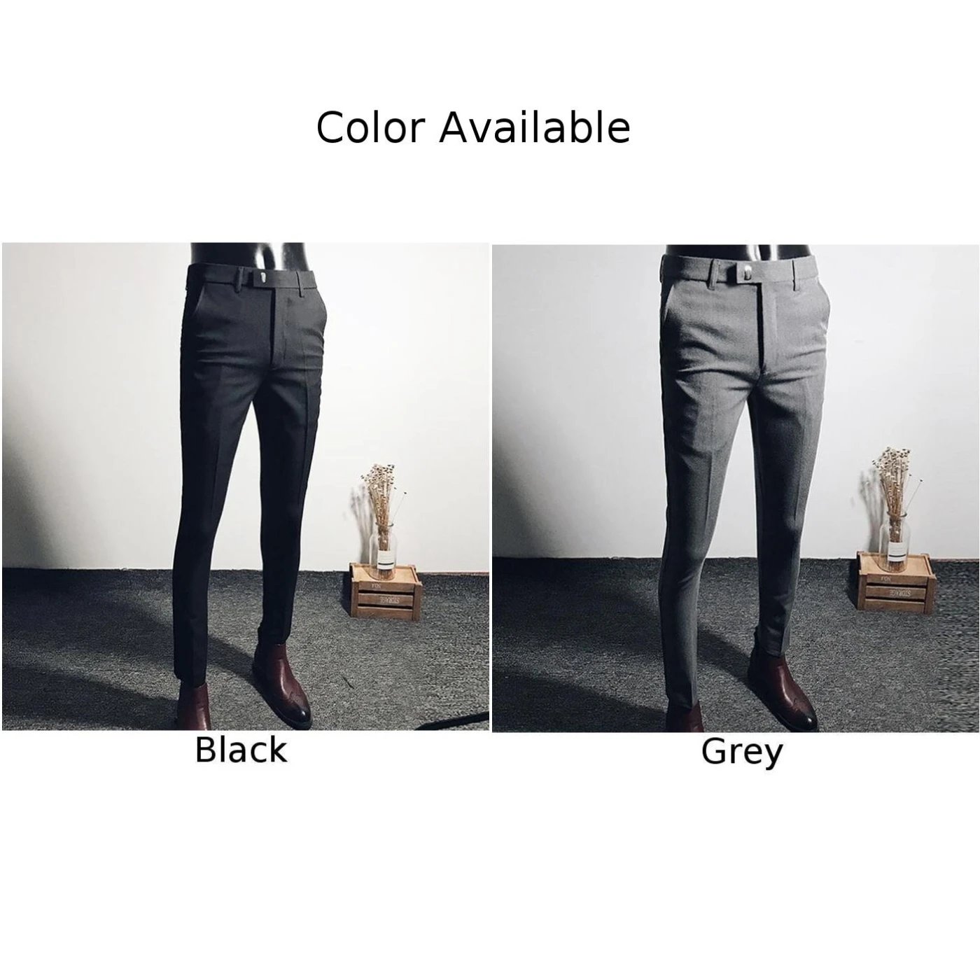 السراويل السراويل الرجال البوليستر S-4XL سليم بلون تمتد البدلة السراويل ارتداء 9 نقطة بنطلون الأعمال العلامة التجارية الجديدة