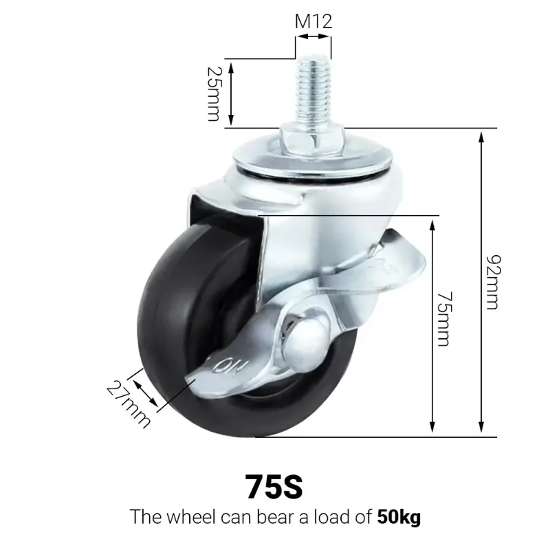 BulkMan 3D 75S Locking Caster Wheel Screw Light Duty for Machine Parts