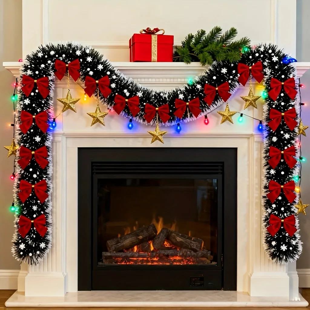 Weihnachtsband-Girlande DIY Künstliche Weihnachts-Lametta-Girlande Weihnachtsdekoration für Kamin und Heimparty ﻿ ﻿ ﻿ ﻿ ﻿ – Detail 7
