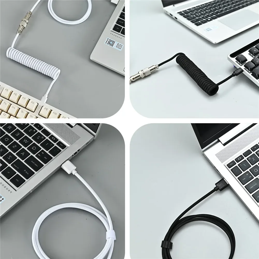 New Mechanical Keyboard Coiled Cable Wire Type C USB Port Aviator Coiling Cable Desktop Computer Gaming Keyboard Accessories