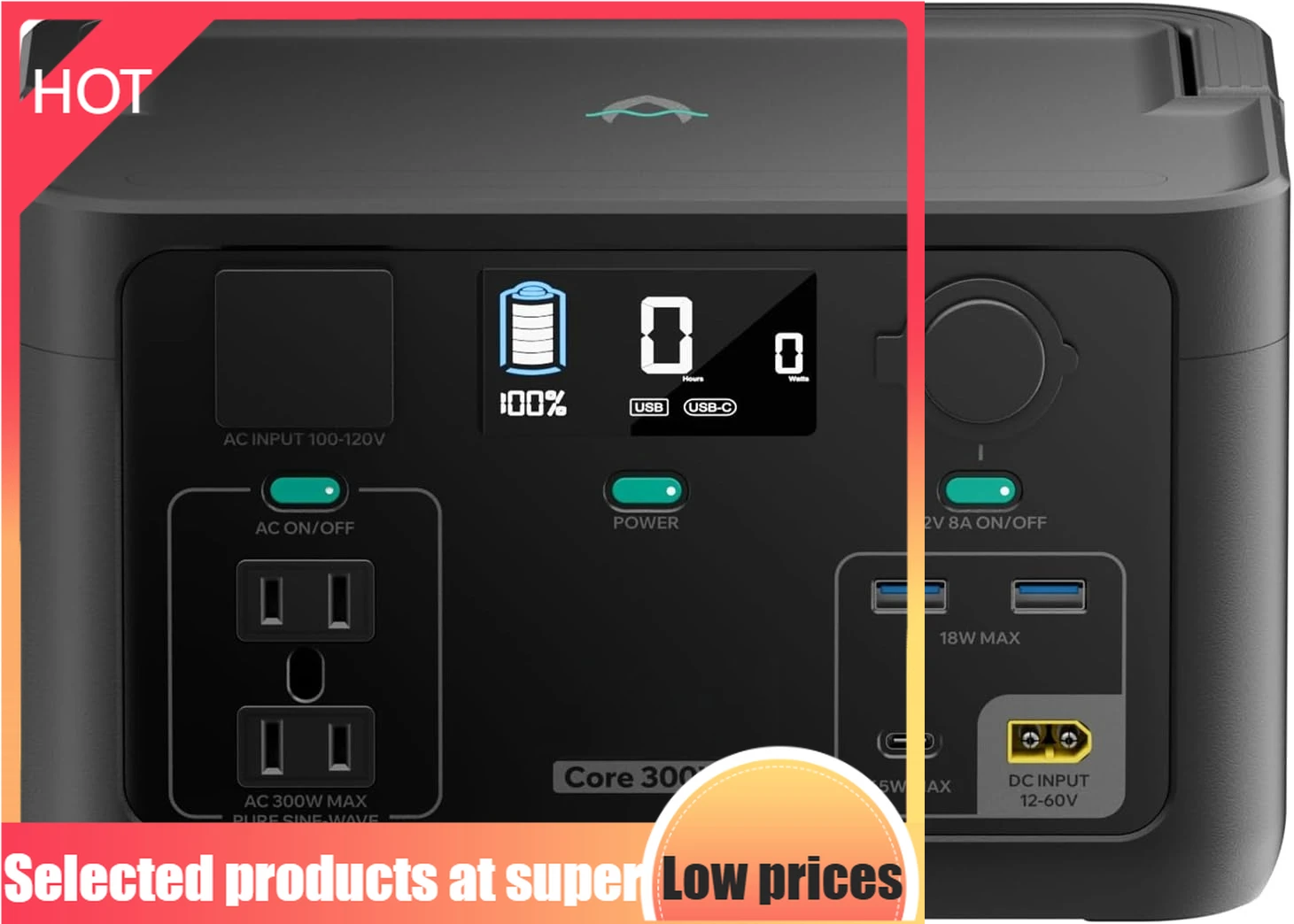 

Limited EditionPortable Power Station Core 300W-192Wh LiFePO4 Battery, 600W Surge Capacity, 1.5-Hour Quick Charge, Solar-Compati