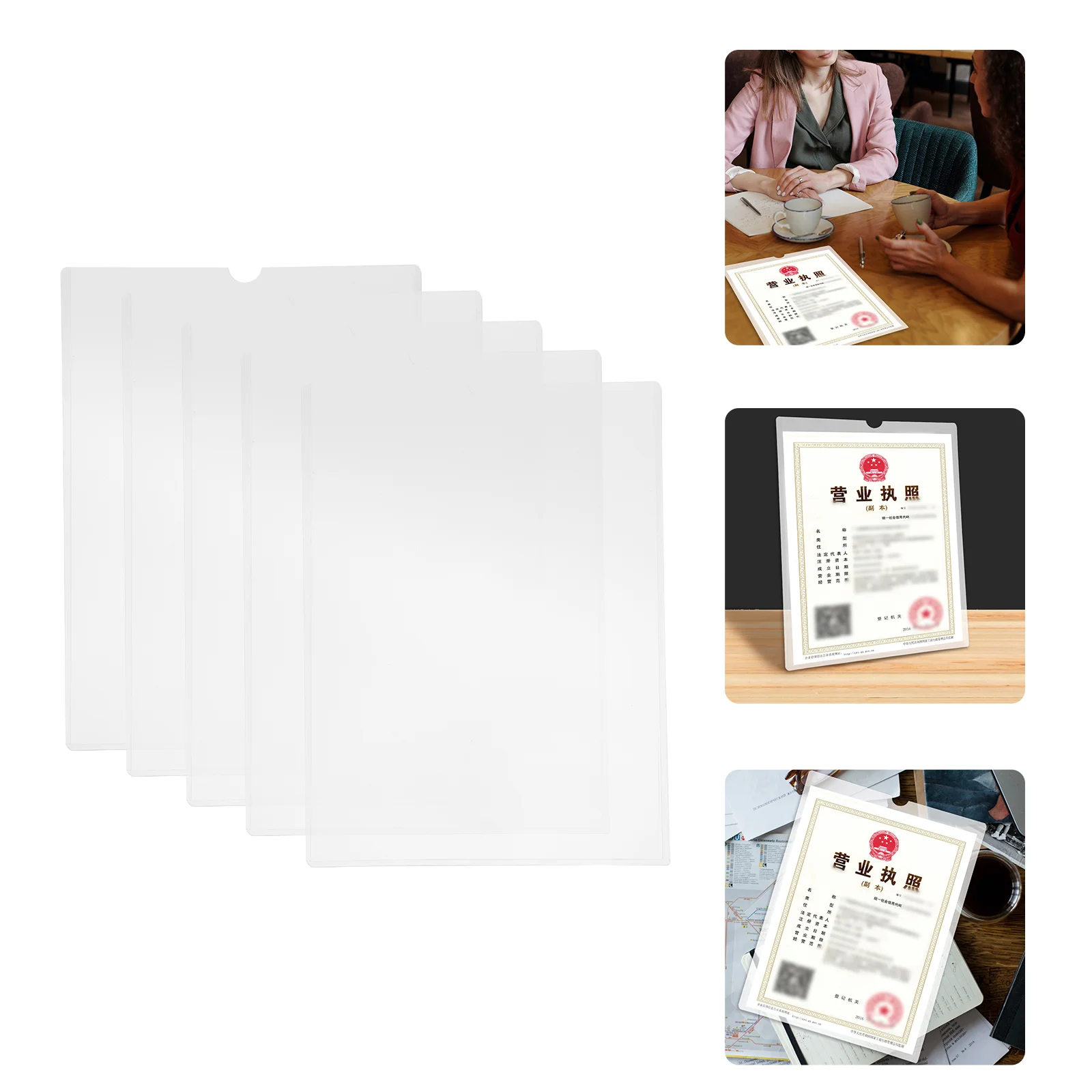 5 Pcs Paper Multifunction Business License Set Transparent File Folders Pvc Protective Covers Protection