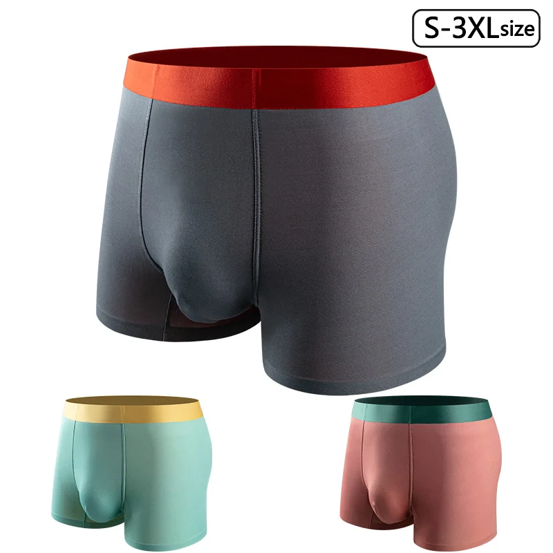 

3 set seluar dalam elastik lelaki bernafas seluar rata warna murni yang baik