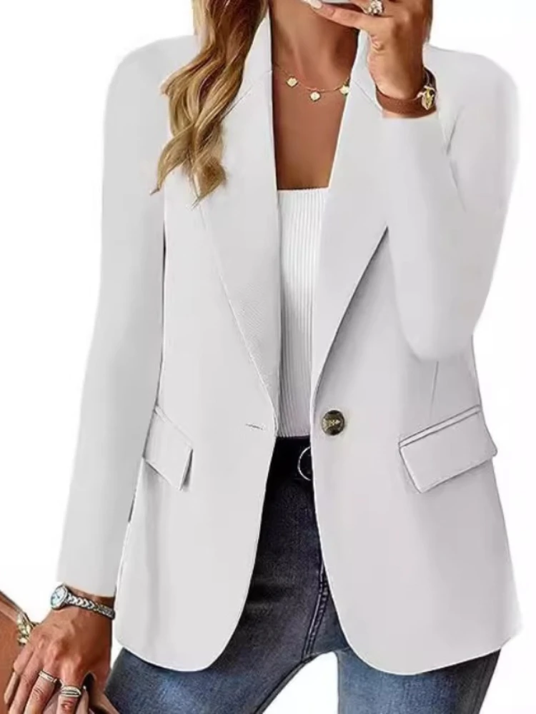New Autumn Long Sleeved Solid Color  Small Suit for Women Coats Commute Femme Blazer Women Tops Autumn Clothing Business Attire