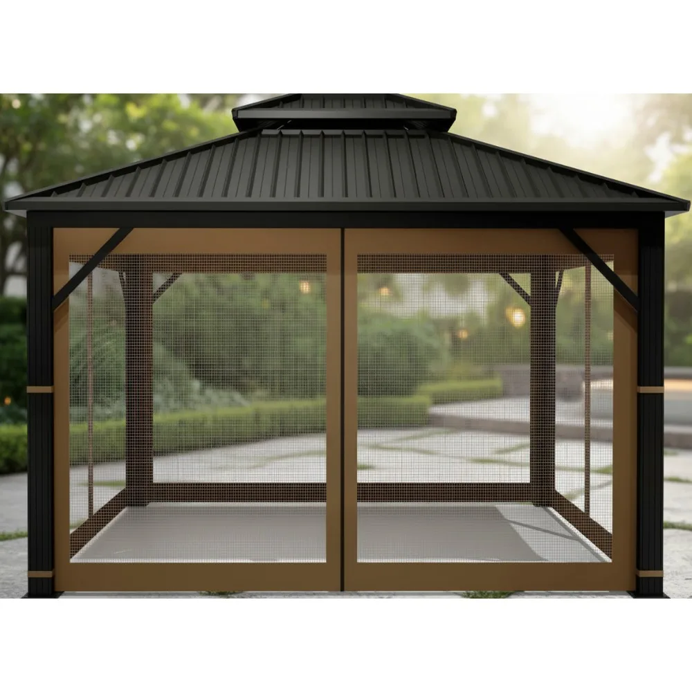 

Universal 10x10ft Gazebo Mosquito Netting Screen - 4-Panel Sidewall with Zipper, Durable Outdoor Mesh Curtain