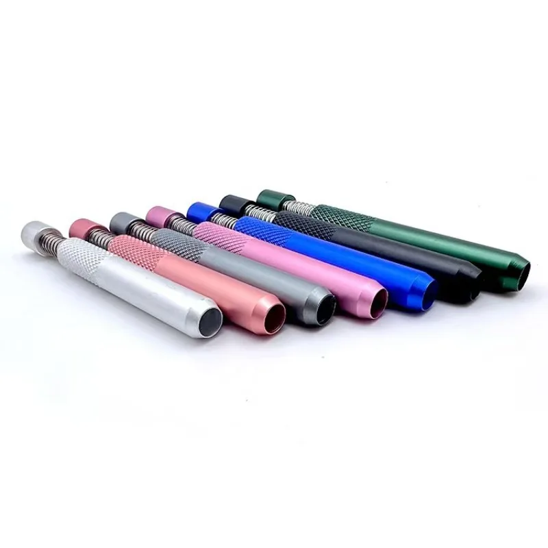 Creative Aluminum alloy Spring press-type Metal snuff Tube 78mm New portable snuff pipe Metal Straw Cool Gadget for Men image 5