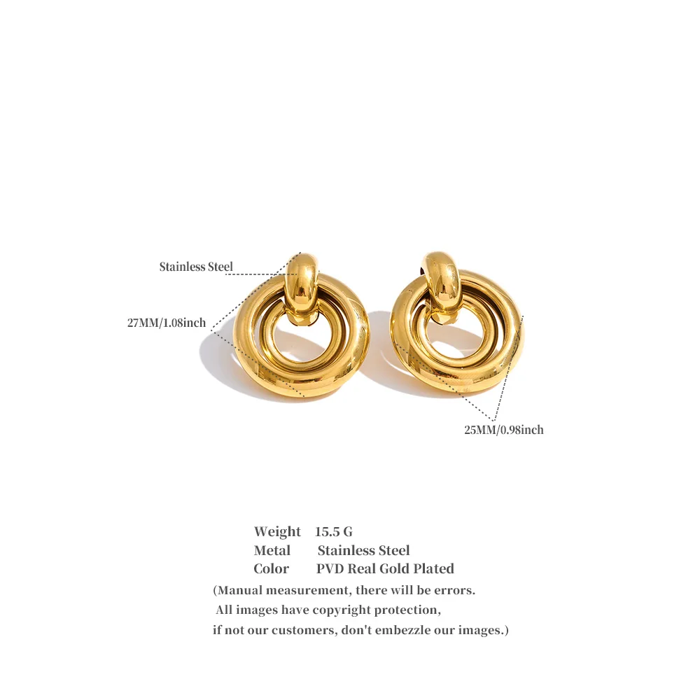 Yhpup Edelstahl Runde Ohrstecker 2026 Golden Platin PVD-Beschichtet Beliebter Hochwertiger Täglicher Einzigartiger Schmuck Wasserdicht – Detail 1