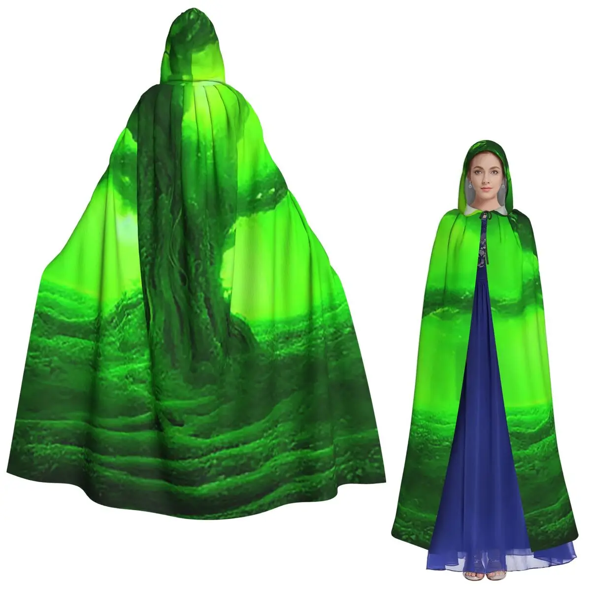 

Волшебное зеленое дерево, длинный плащ с капюшоном, средневековый костюм ведьмы, накидка для косплея, накидка на Хэллоуин, вампир, для взрослых, унисекс