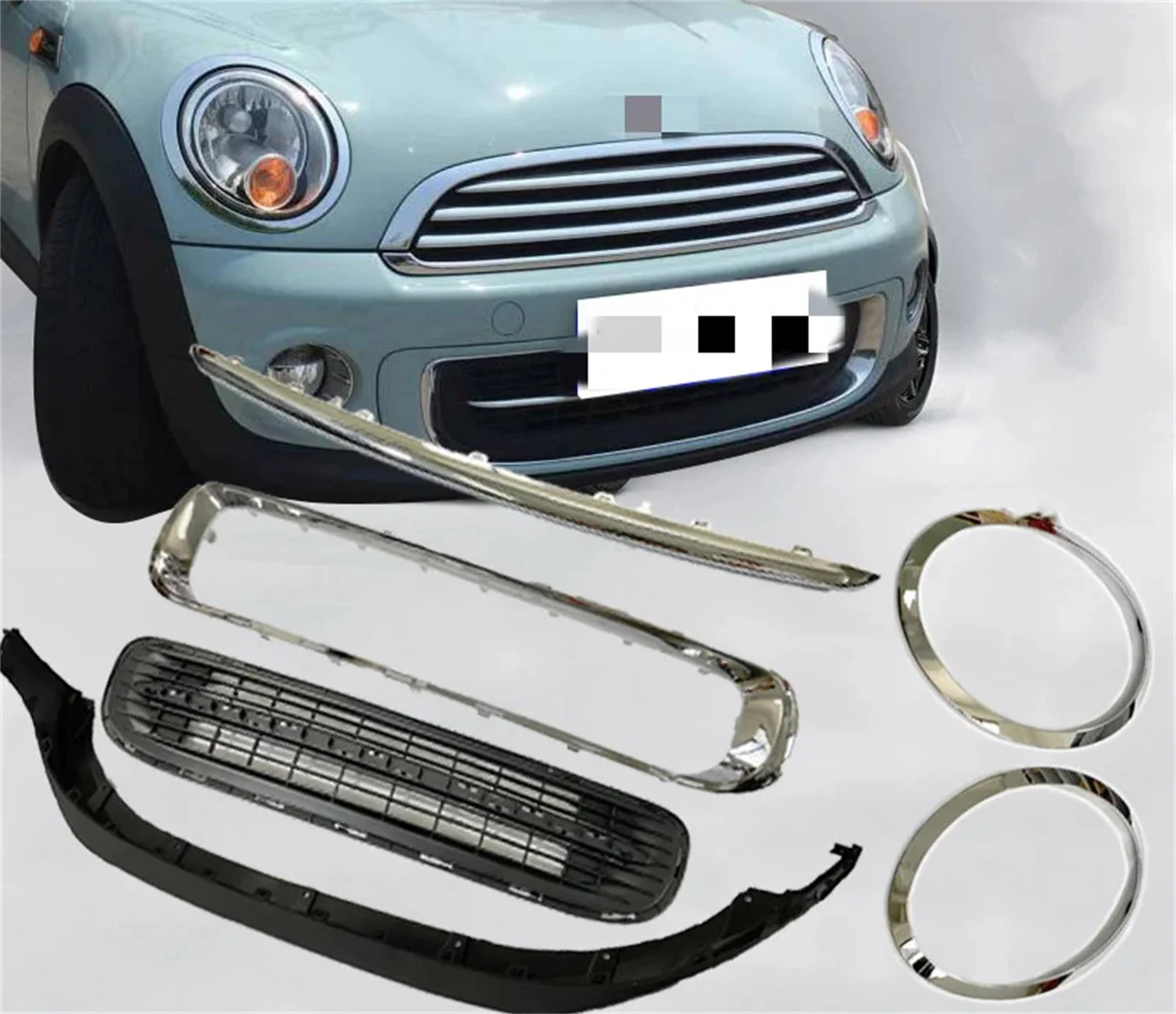 

Front Bumper Grill Grille lower lip chrome strip headlight cover for BMW MINI R55 R56 R58 автомобильные товары