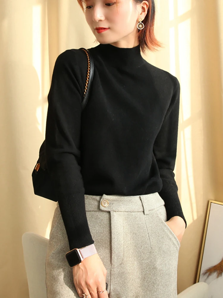 2024 autumn winter chic bottom sweaters women fashion turtleneck pullover slim long sleeve knitted Jumper Soft Warm Pull Femme