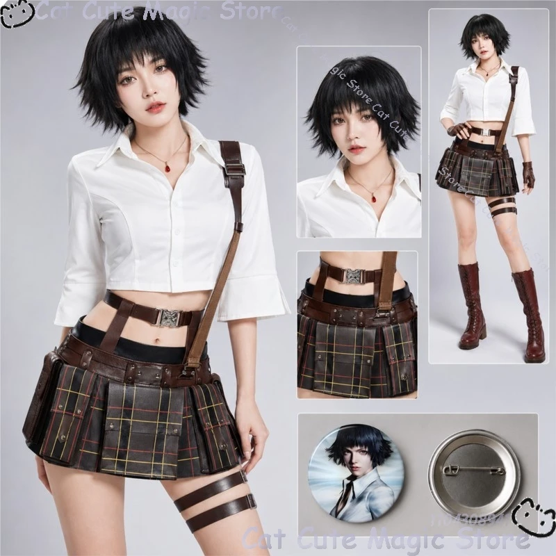 

Ghost Cry Lady Cosplay Costume Set Western Style Anime Game Outfit Leather Skirt for Women Halloween Comic Con Role Play Party