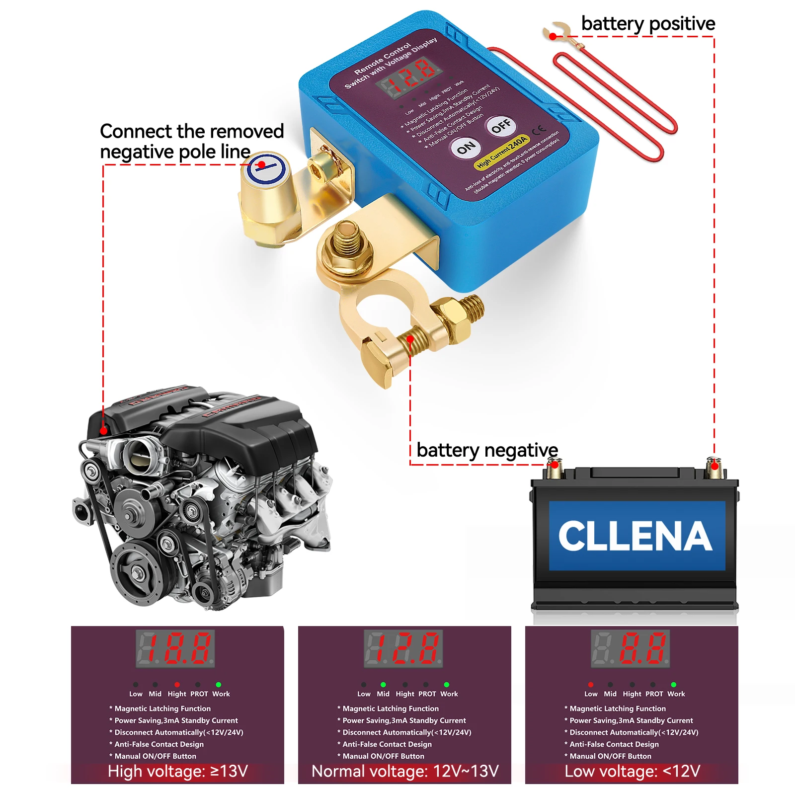 Interruptor de desconexão de bateria remota sem fio, relé mestre, interruptor de corte para carro, caminhão, barco, 12v, nterior